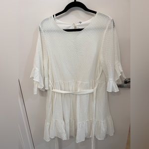 Mid Sleeve White Dress